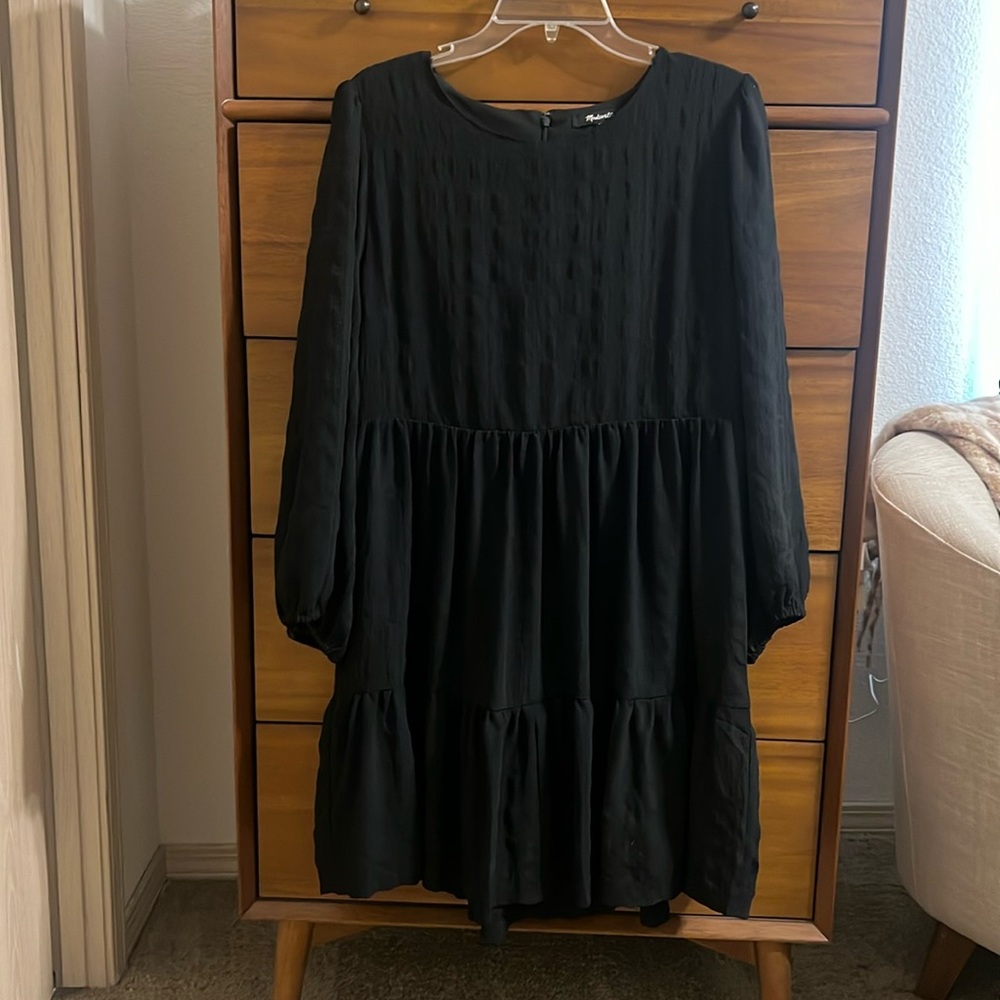 Madewell Long Sleeve Mini Black Dress